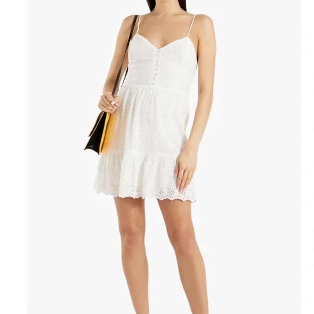 ALICE + OLIVIA Fae gathered broderie anglaise mini dress size 2